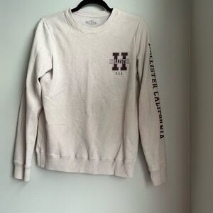 Hollister Cream Crewneck Sweatshirt Logo Graphic Long Sleeve Casual Women’s M